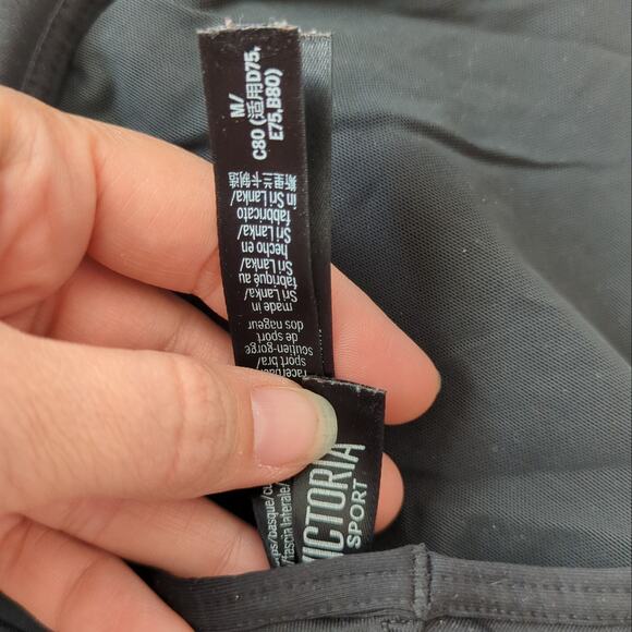 Victorias Secret Sports Bra Black Mesh Lace Up Front Medium The Player Racerback - Picture 3 of 5